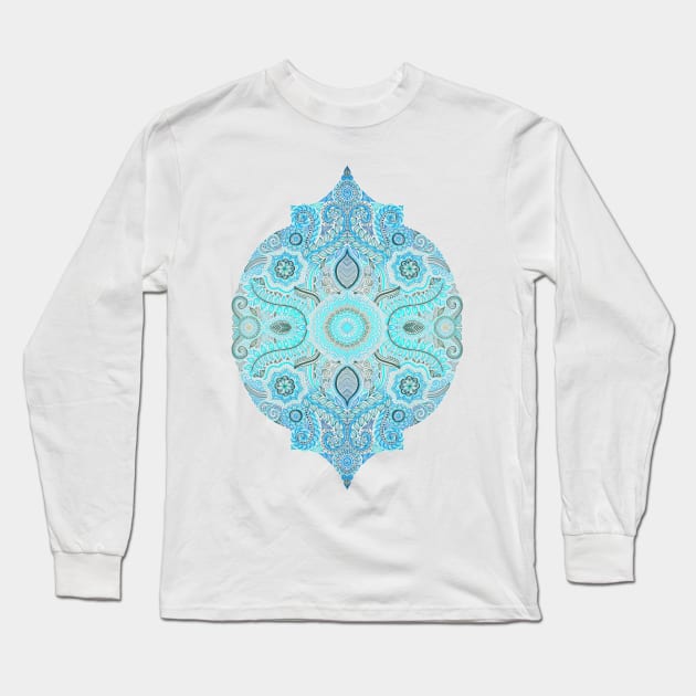 Through Ocean & Sky - turquoise & blue Moroccan pattern Long Sleeve T-Shirt by micklyn